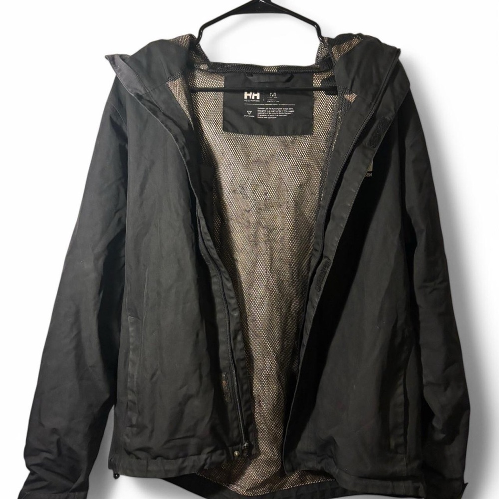 Black Helly Hansen waterproof rain jacket Size M